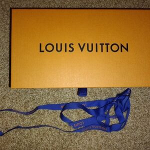 Louis Vuitton Orange Box with Blue Ribbon And Dust Bag